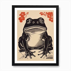 Frog Matsumoto Hoji Inspired Japanese Neutrals And Red 4 Art Print