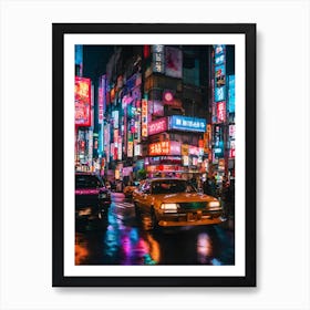 Asian City At Night Art Print