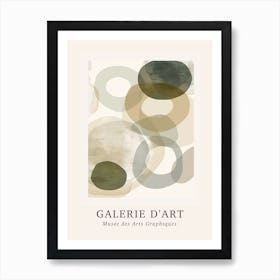 Galerie D'Art Abstract Abstract Circles Beige Green 5 Art Print