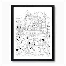 The Sultan S Palace (Aladdin) Fantasy Inspired Line Art 4 Art Print