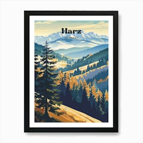 Harz Mountains Germany Alpine Art Illustration Art Print