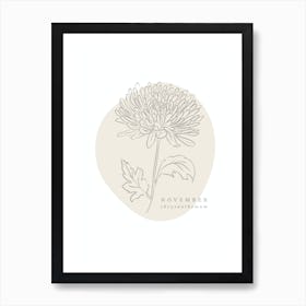 November Chrysanthemum  Birth Flower | Neutral Florals Art Print