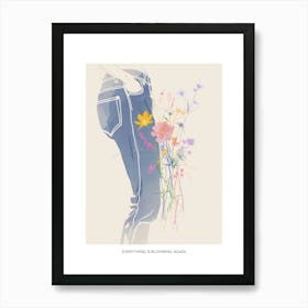 Everything Is Blooming Again Poster Flowers And Blue Jeans Line Art 1 Art Print