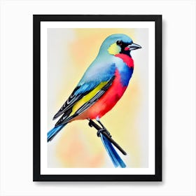 Finch Watercolour Bird Art Print