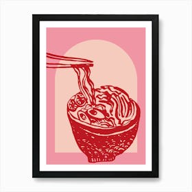 Pink Ramen Noodle Bowl Art Print