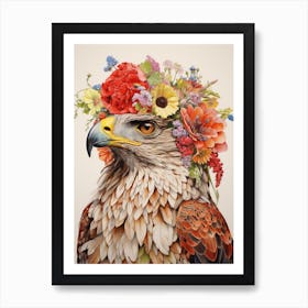 Bird With A Flower Crown Red Tailed Hawk 1 Art Print