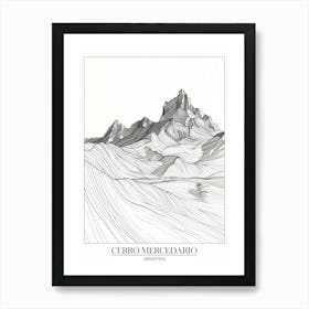 Cerro Mercedario Argentina Line Drawing 3 Poster Art Print