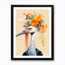 Bird With A Flower Crown Crane 4 Art Print