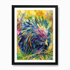 Porcupine Colourful Watercolour 4 Art Print