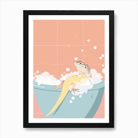 Lizard In The Bathtub Modern Abstract Illustration 2 Art Print