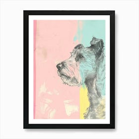 Pastel Lakeland Terrier Dog Pastel Line Illustration  3 Art Print