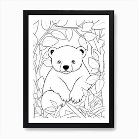 Line Art Jungle Animal Sun Bear 2 Art Print