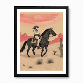 Cowgirl Riding A Horse In The Desert 1 Art Print