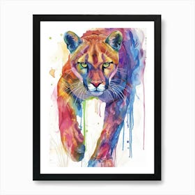 Puma Colourful Watercolour 3 Art Print