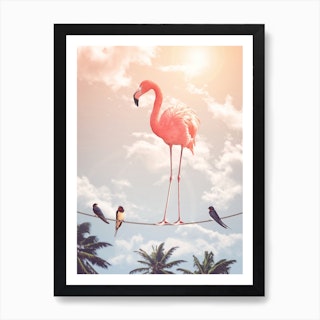 Flamingo & Friends Art Print