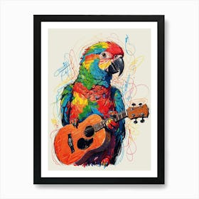 Parrot Playing Guitar Canvas Print Art Print