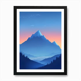 Misty Mountains Vertical Composition In Blue Tone 49 Art Print
