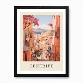 Tenerife Spain 1 Vintage Pink Travel Illustration Poster Art Print