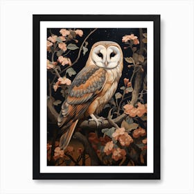 Dark And Moody Botanical Barn Owl 3 Art Print