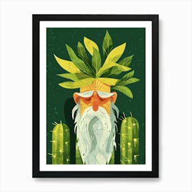 Old Man Cactus Minimalist Abstract Illustration 3 Art Print