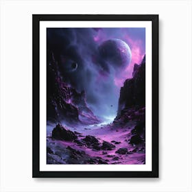 Space Landscape, Bichromatic, Surrealism, Impressionism Art Print