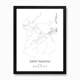 Saint Sauveur,Canada Minimalist Map Art Print