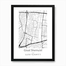 Givat Shemu El,Israel Minimalist Map Art Print