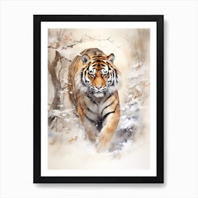 Tiger Art In Chinese Brush Painting Style 2 Art Print