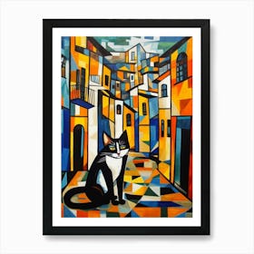 Painting Of Rio De Janeiro With A Cat In The Style Of Cubism, Picasso Style 2 Art Print