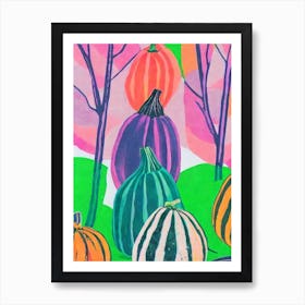 Kabocha Squash 2 Risograph Retro Poster vegetable Art Print