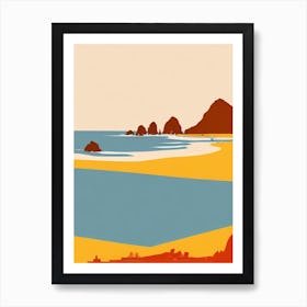 Cannon Beach Oregon Midcentury Art Print