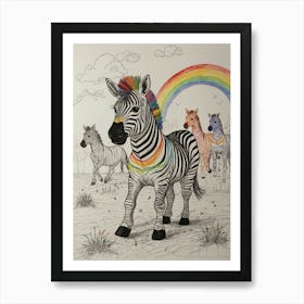 Rainbow Zebras 9 Art Print