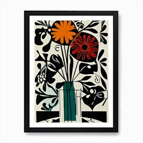 Flowers In A Vase Vintage Art Print