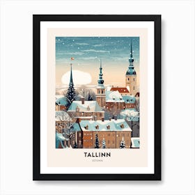 Winter Night  Travel Poster Tallinn Estonia 1 Art Print