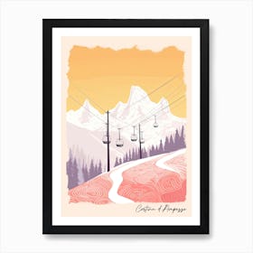 Poster Of Cortina D Ampezzo   Italy, Ski Resort Pastel Colours Illustration 3 Art Print
