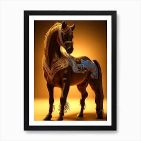 Luna 3d Hd Arabian Horse Chocolate Caramel Lights 8k Resolutio 1 Art Print