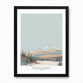 Mount Olympus Cyprus Color Line Drawing 3 Poster Art Print