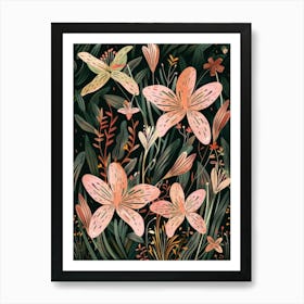 Lily Flower Pattern Art Print