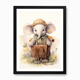Elephant Painting Traveling Watercolour 2  Art Print