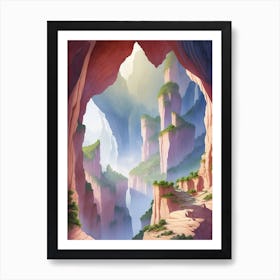 Mystical Caves Carved Into The Cliffside Art Print