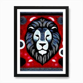 Lion Lino Fabric Art, 1444 Art Print