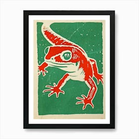 Red Mediterranean House Gecko Bold Block 2 Art Print