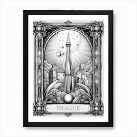 Prague, Czech Republic, Tarot Card Travel  Line Art 4 Art Print