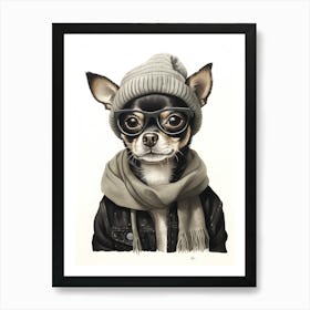 Chihuahua Dog Wearing Glasses Art Print