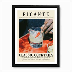 Picante Cocktail Recipe Vintage Kitchen Style Art Print