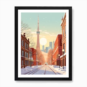 Vintage Winter Travel Illustration Toronto Canada 2 Art Print