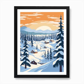 Retro Winter Illustration Lapland Finland 1 Art Print