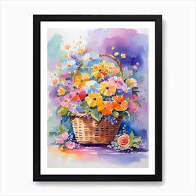Basket Of Flowers 8 Art Print