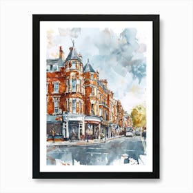 Ealing London Borough   Street Watercolour 2 Art Print