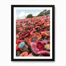 Red Poppies Knitted In Crochet 1 Art Print
